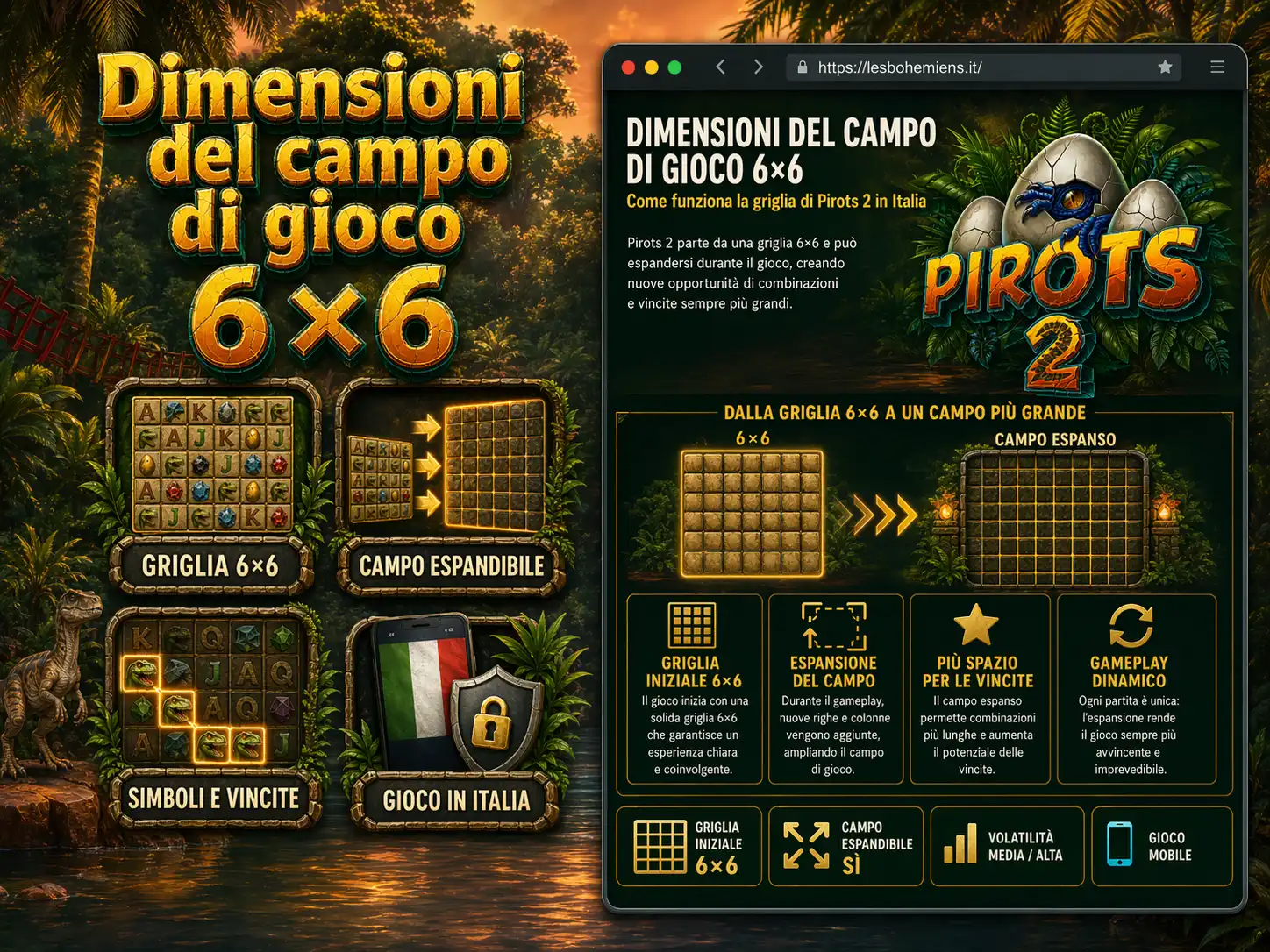 Dimensioni del campo di gioco 6×6 e la sua espansione